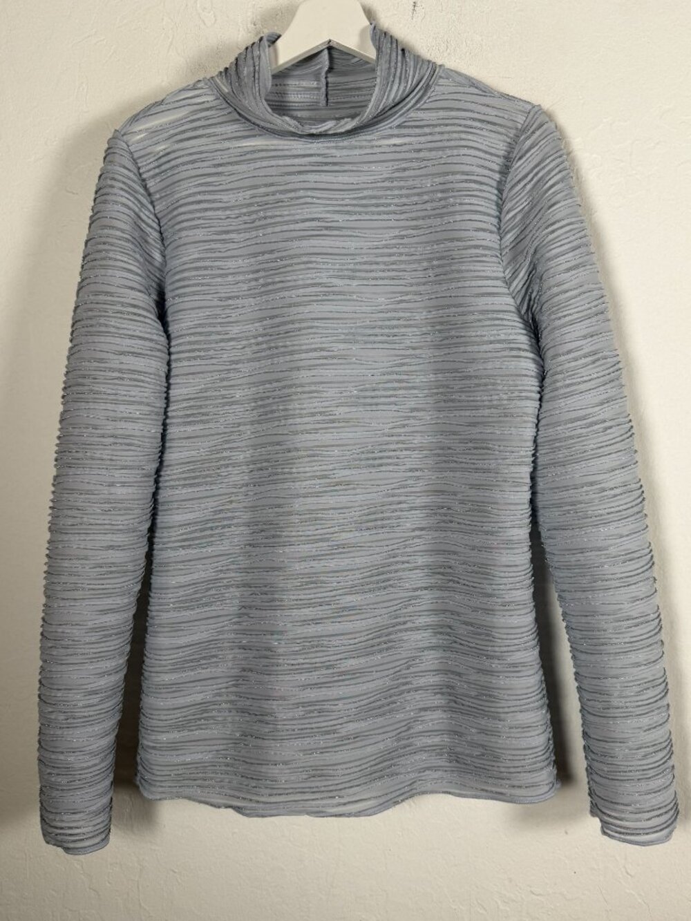 Pilcro Anthropologie Womens Large Gray Metallic Shimmer Textured Mock Neck Top
